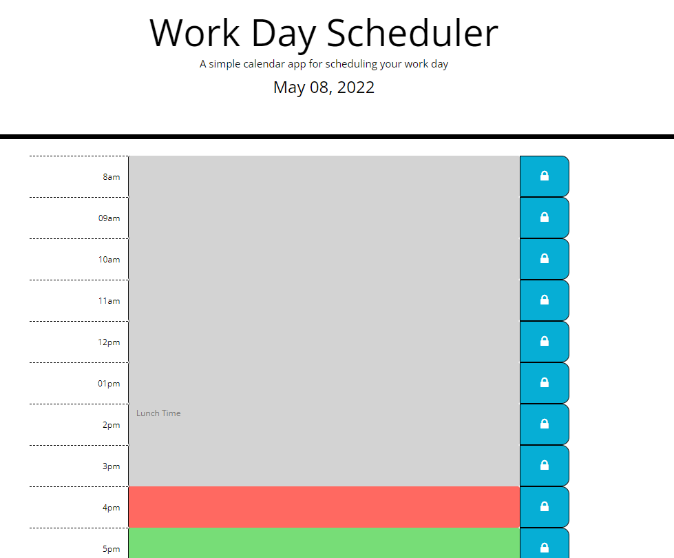 A screen with an agenda for each working hour